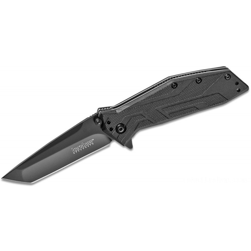 Kershaw 1990 Fighter Assisted Fin 3.25  Ordinary Tanto Blade, Afro-american GFN Handles