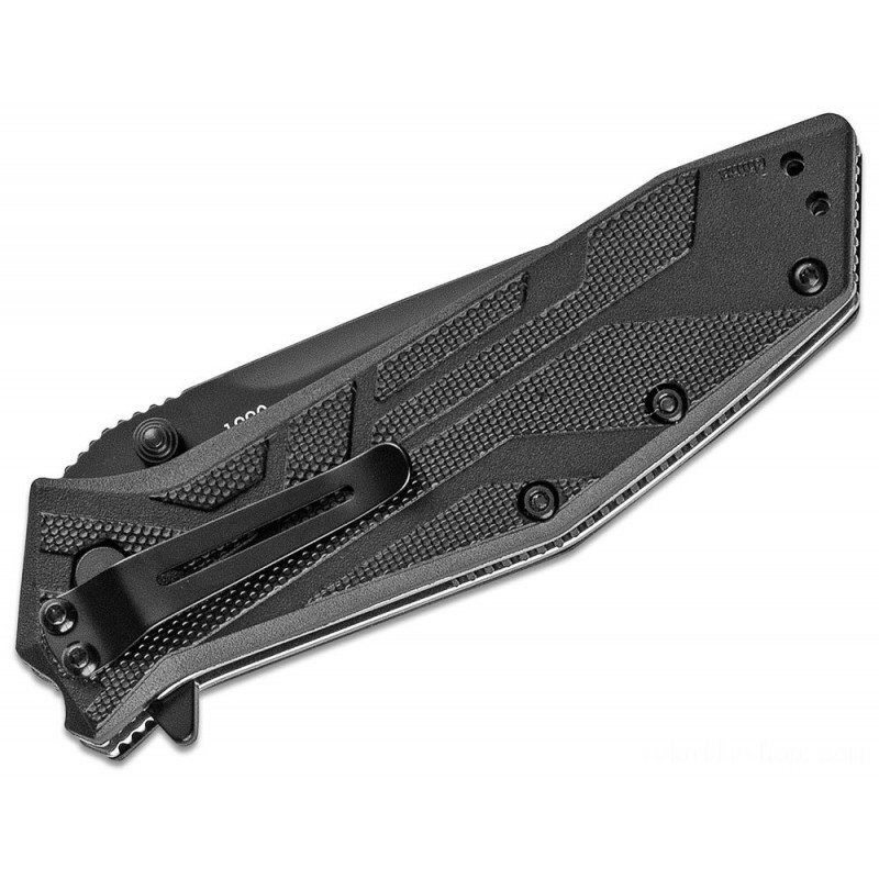 Kershaw 1990 Fighter Assisted Fin 3.25  Plain Tanto Cutter, Black GFN Deals With