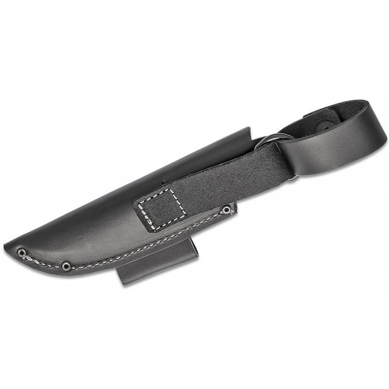 Benchmade 200 Puukko Fixed Cutter Blade CPM-3V Satin, OD Veggie Santoprene Handle, Black Natural Leather Skin