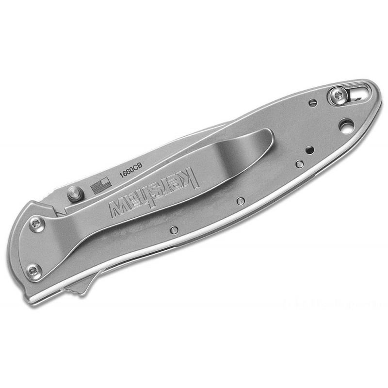 Kershaw 1660CB Ken Onion Leek Assisted Flipper Knife 3 Composite D2 Plain Blade, Stainless Steel Handles