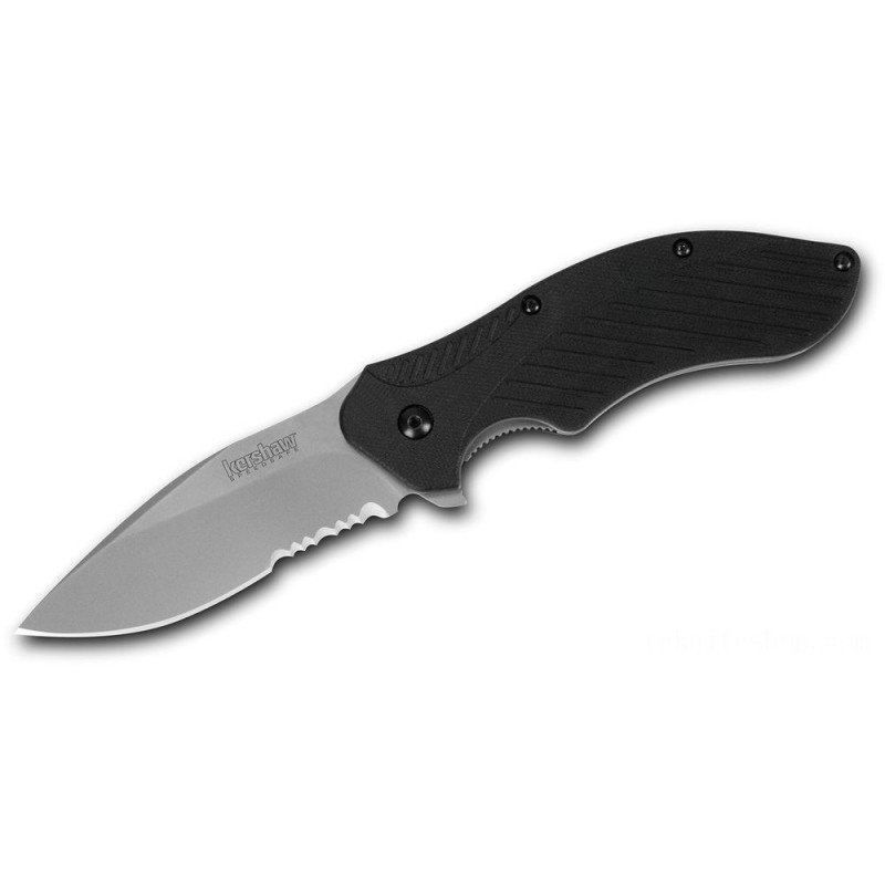 Cyber Week Sale - Kershaw 1605ST Clash Assisted Flipper Knife 3 Bead Blast Combo Cutter, Black Polyimide Deals With - Surprise:£32[jcnf485ba]