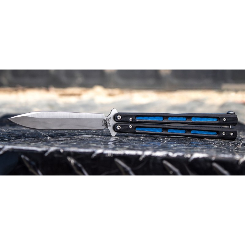 Memorial Day Sale - Benchmade 51 Morpho Balisong Butterfly Blade 4.25 Satin D2 Plain Cutter, G10 Handles - Clearance Carnival:£78
