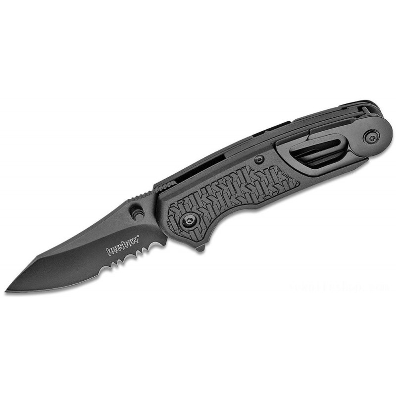 Kershaw 8100 Funxion Emergency Medical Technician Rescue Aided Fin 3 Black Combination Blade, Black FRN Takes Care Of