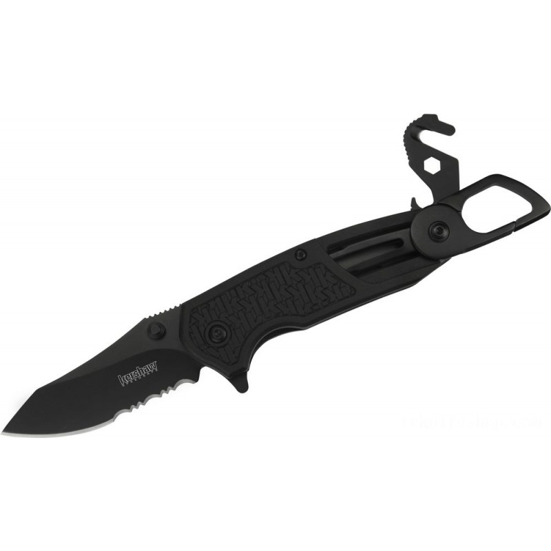 Kershaw 8100 Funxion Emergency Medical Technician Saving Assisted Fin 3 Black Combo Blade, Afro-american FRN Manages