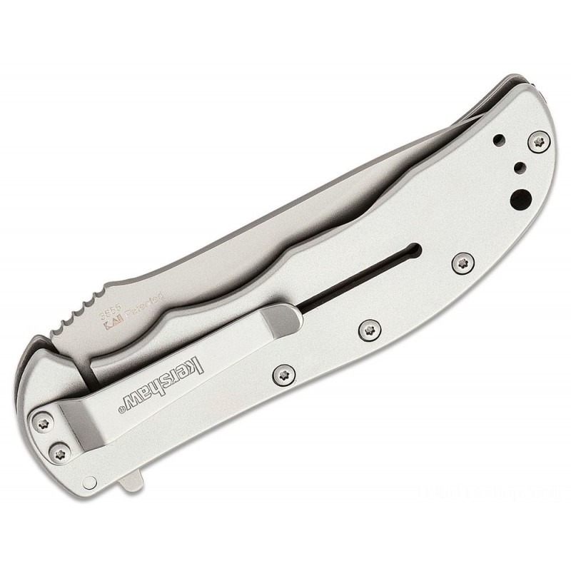 Kershaw 3655 Volt Assisted 3-7/16 Bead-Blasted Plain Cutter, Stainless Steel Takes Care Of