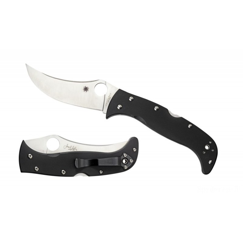 Back to School Sale - Spyderco Chinook 4 Black G-10 —-- Ordinary Side. - Closeout:£84