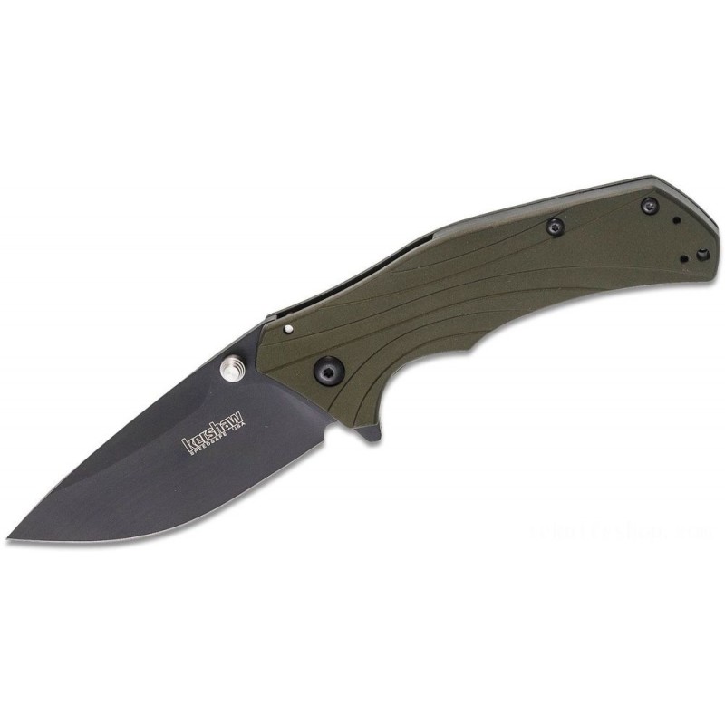 Kershaw 1870OLBLK Knockout Blow Assisted 3.25 Black Ordinary Cutter, Olive Drab Aluminum Takes Care Of