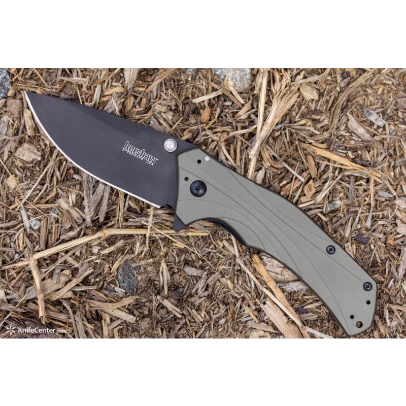 Kershaw 1870OLBLK Knockout Blow Supported 3.25 African-american Plain Blade, Olive Drab Aluminum Deals With