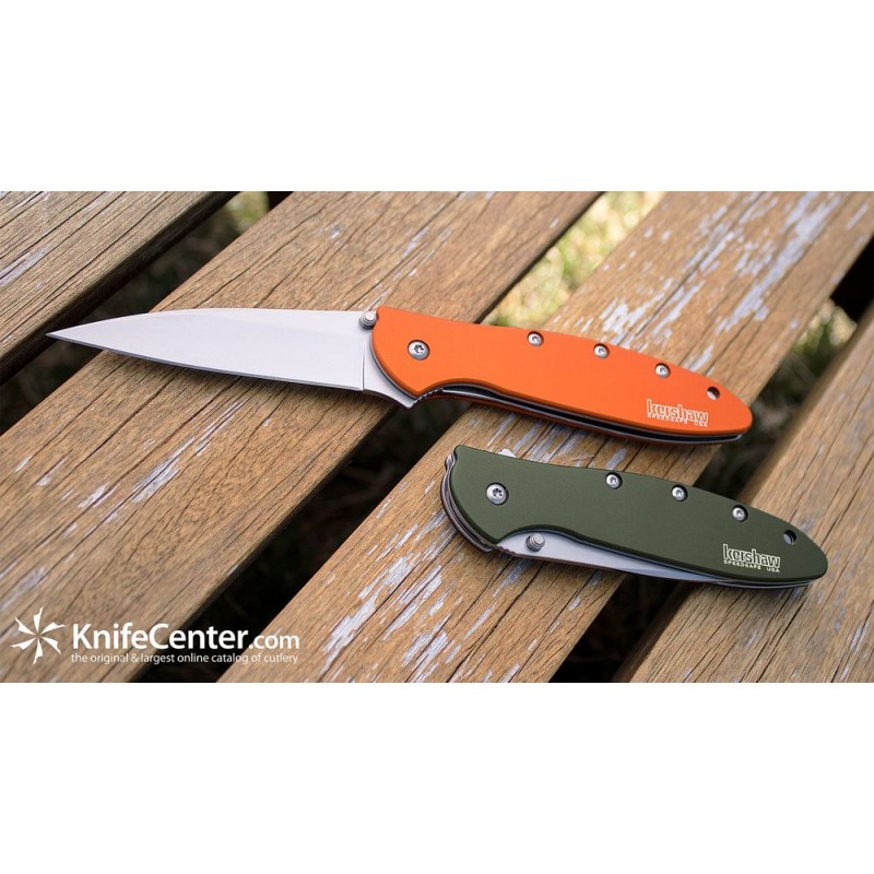Kershaw 1660OR Ken Red Onion Leek Assisted Flipper Blade 3 Bead Blast Ordinary Cutter, Orange Light Weight Aluminum Takes Care Of