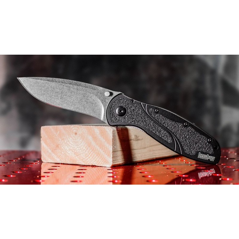 Kershaw 1670S30V Ken Red Onion Blur Assisted Foldable Blade 3.4 S30V Stonewash Plain Cutter, Black Light Weight Aluminum Deals With