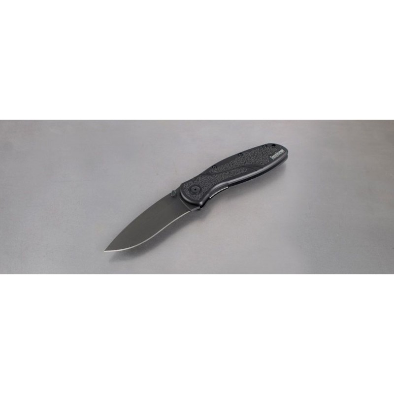Kershaw 1670BLK Ken Onion Blur Assisted Foldable Blade 3-3/8 Afro-american Plain Blade, Black Light Weight Aluminum Handles