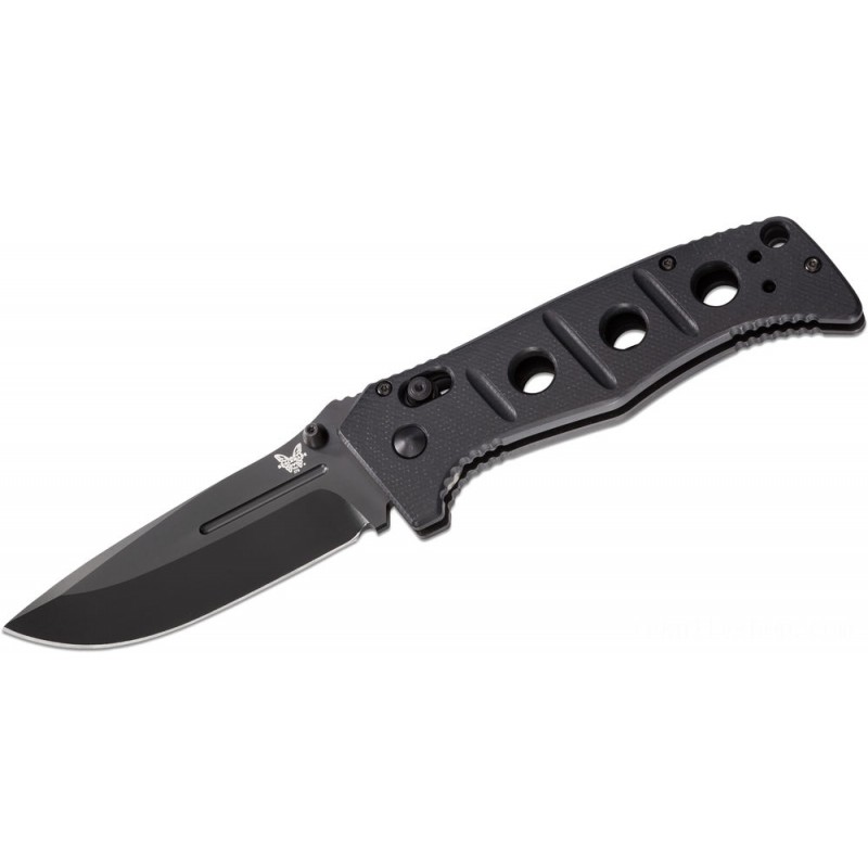 Benchmade 275BK Adamas Folding Blade 3.82 Black D2 Plain Blade, Black G10 Deals With