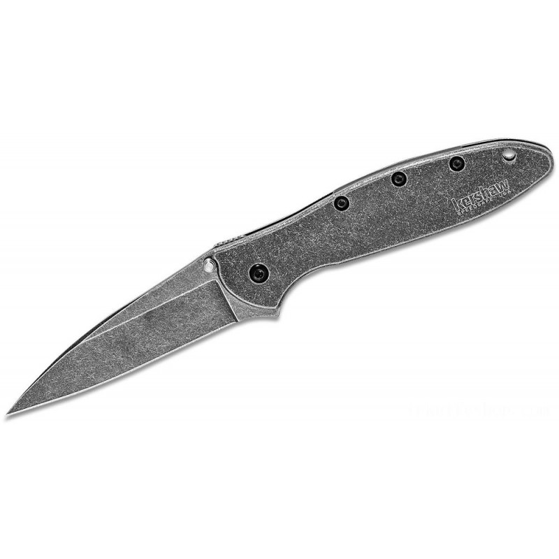 Kershaw 1660BLKW Ken Onion Leek Assisted Flipper Knife 3 Blackwash Ordinary Cutter, Stainless Steel Manages