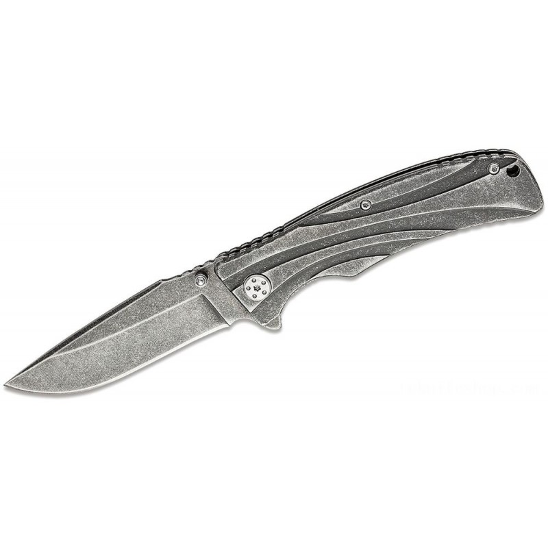 Kershaw 1303BW Manifold Assisted Flipper Blade 3.5 Level Blackwash Blade, Stainless Steel Handles