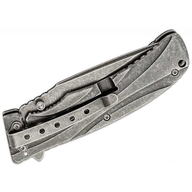 Closeout Sale - Kershaw 1303BW Manifold Assisted Fin Knife 3.5 Level Blackwash Cutter, Stainless Steel Handles - Reduced:£19