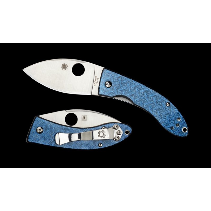 Holiday Sale - Spyderco Lil' Lum Blue Nishijin - Mix Edge/Plain Side. - Two-for-One:£76