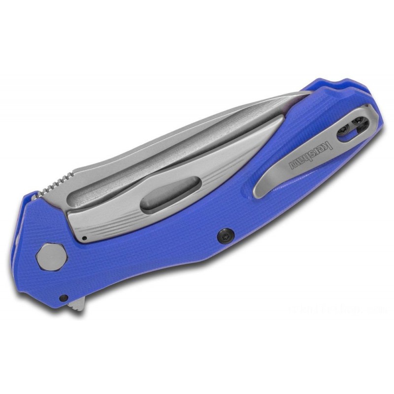 Kershaw 7007BLU Natrix Assisted Flipper Knife 3.25 Stonewashed Drop Point In Time Cutter, Blue G10 Handles