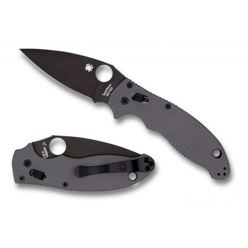Spyderco Manix 2 Gray G-10 52100 African-american Cutter Exclusive - Mix Edge/Plain Side.