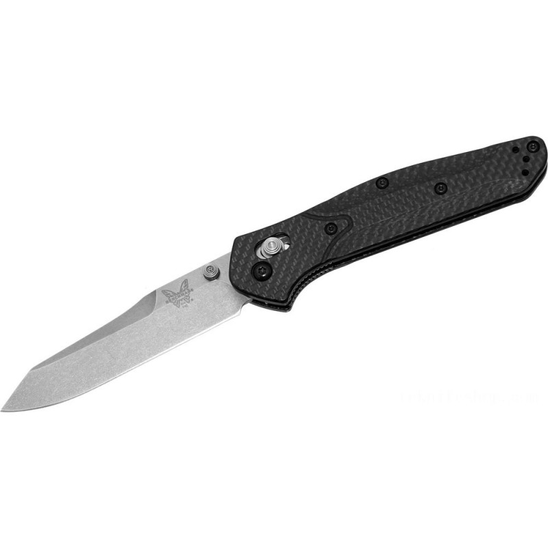 Benchmade 940-1 Osborne Foldable Knife 3.4 S90V Stonewash Level Blade, Carbon Fiber Handles