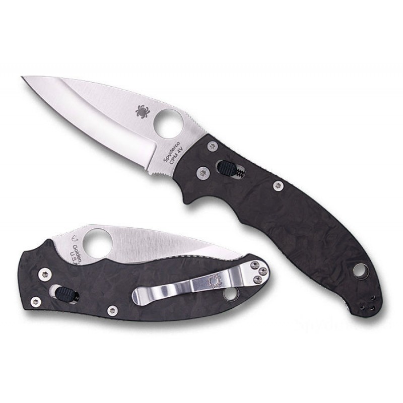 Spyderco Manix 2 Marbled Carbon Dioxide Thread CPM 4V Exclusive - Combination Edge/Plain Side