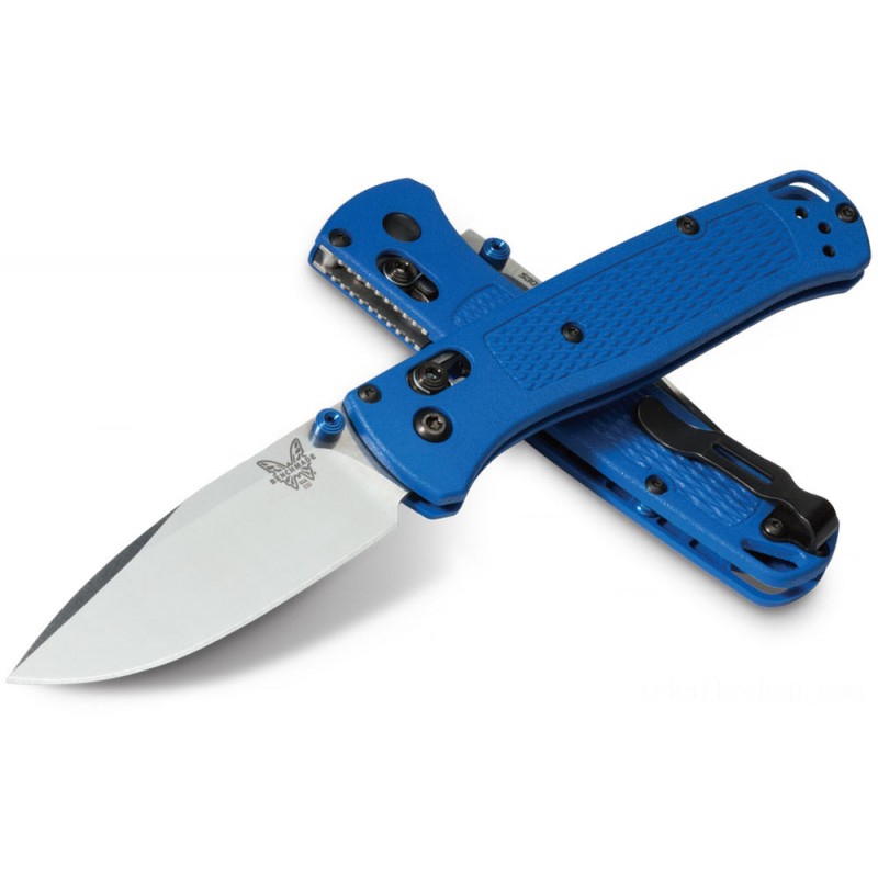 Benchmade 535 Bugout AXIS Collapsable Knife 3.24 S30V Silk Ordinary Blade, Blue Grivory Takes Care Of
