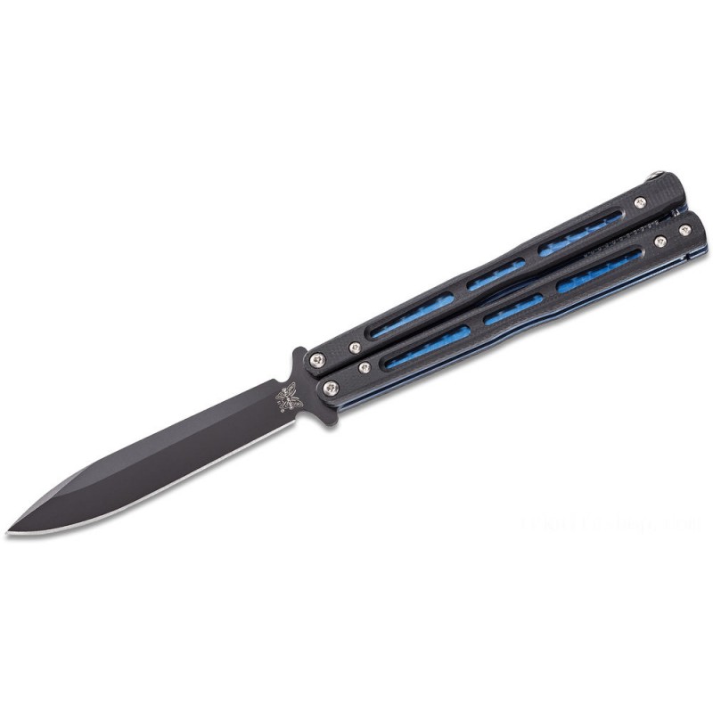 Benchmade 51BK Morpho Balisong Butterfly Knife 4.25 Black D2 Plain Cutter, G10 Takes Care Of