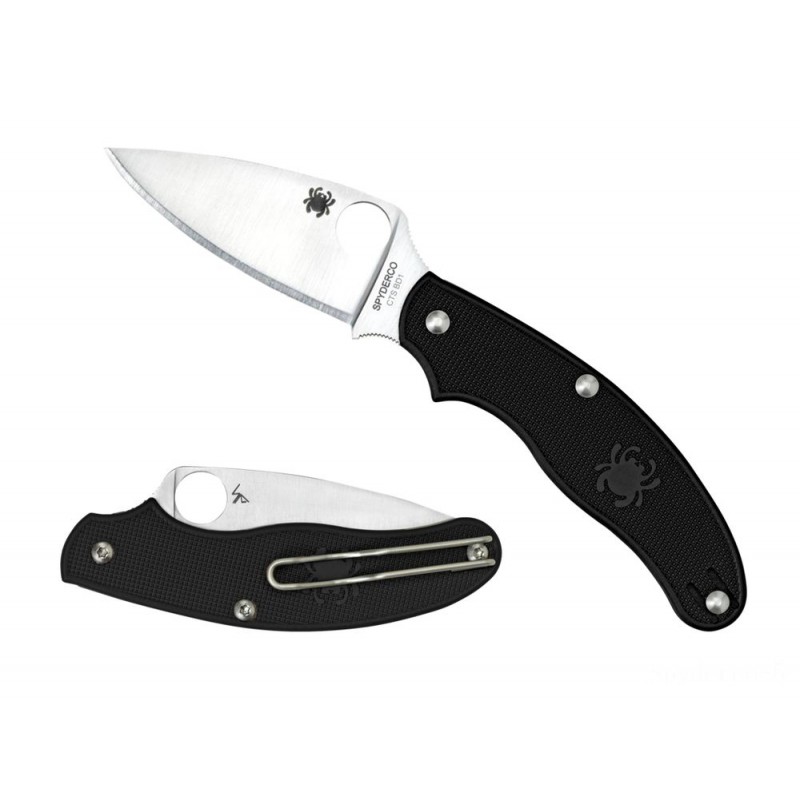 Spyderco UK Penknife Black FRN Leaf Molding —-- Plain Edge