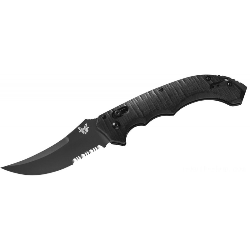Benchmade 8600SBK Bedlam AUTO-AXIS 4 Black Combination Blade, G10 Takes Care Of