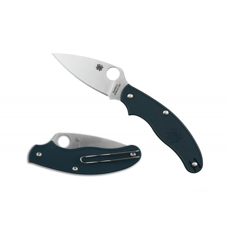Spyderco UK Pocket Knife Lightweight Dark Blue CPM S110V —-- Level Side