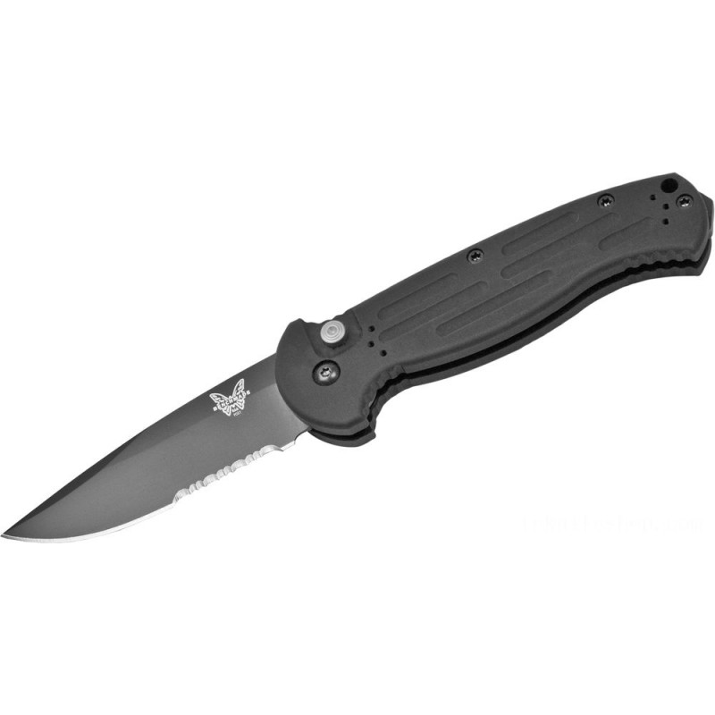 Benchmade AFO II Automobile Folding Knife 3.56  Combination Blade, Aluminum Manages - 9051SBK
