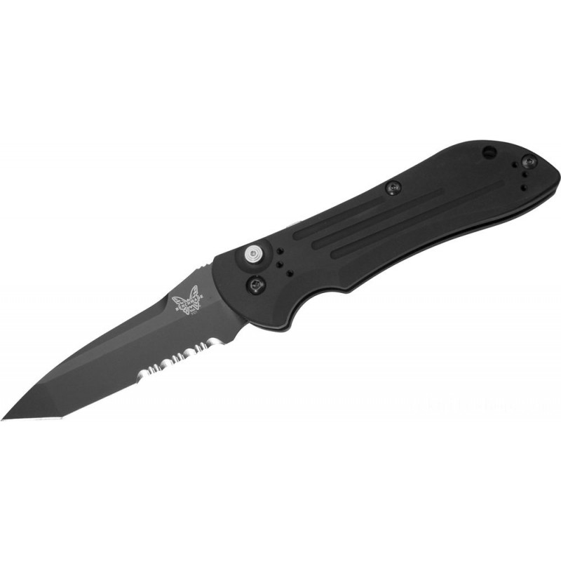 Benchmade Vehicle Stryker Collapsable Knife 3.6  Combo Tanto Cutter, Aluminum Handles - 9101SBK