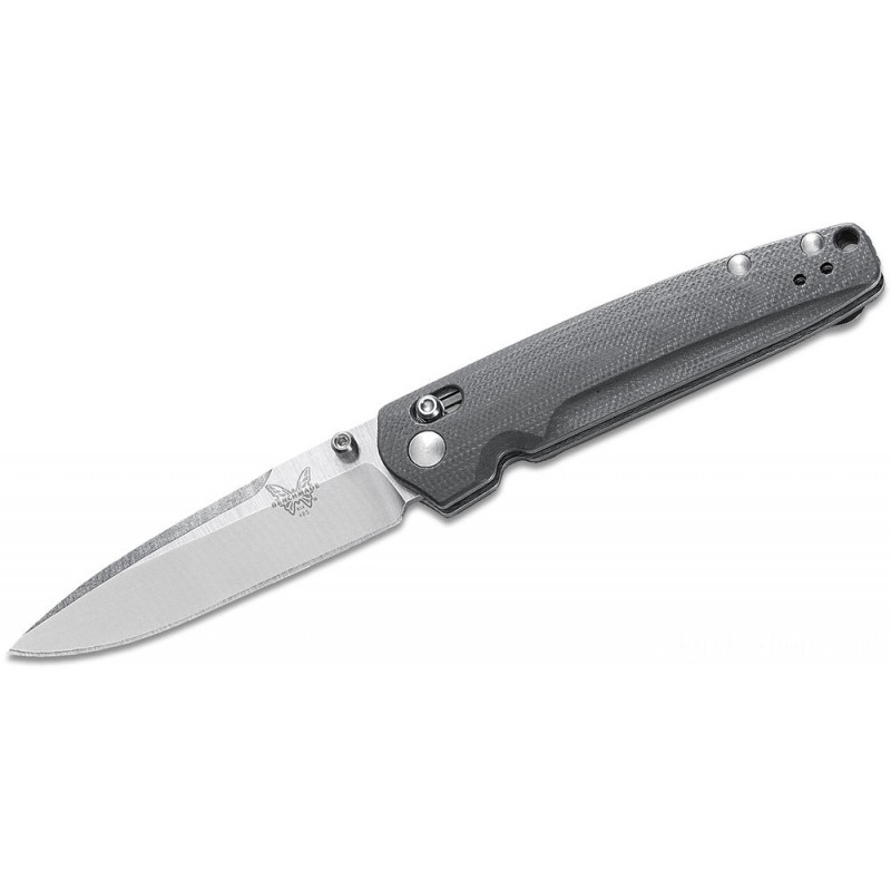 Benchmade 485 Valet Center Foldable Blade 2.96 M390 Satin Plain Blade, Gray G10 Deals With