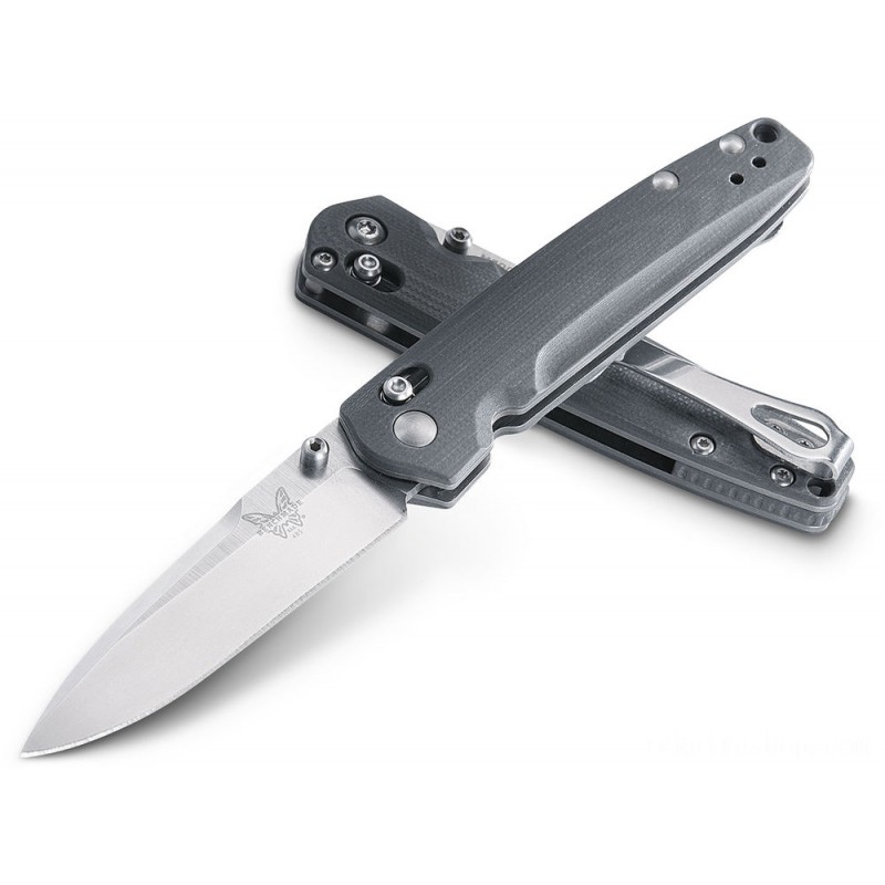 Benchmade 485 Valet Center Collapsable Knife 2.96 M390 Satin Ordinary Blade, Gray G10 Manages