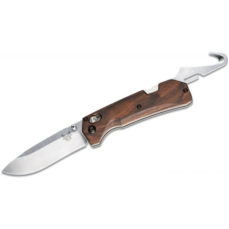 Benchmade Search Grizzly Spring Collapsable Blade 3.50 S30V Cutter with Gut Hook, Dymondwood Manages - 15060-2