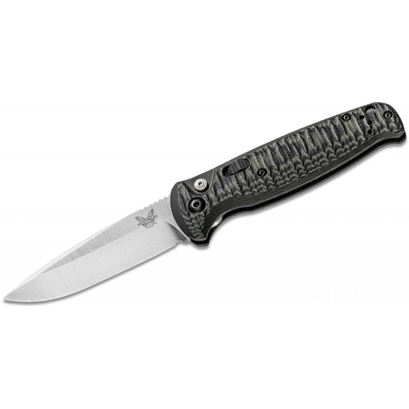 Benchmade CLA Car Folding Blade 3.4 Stonewash 154CM Plain Cutter, Green and Black G10 Manages - 4300-1