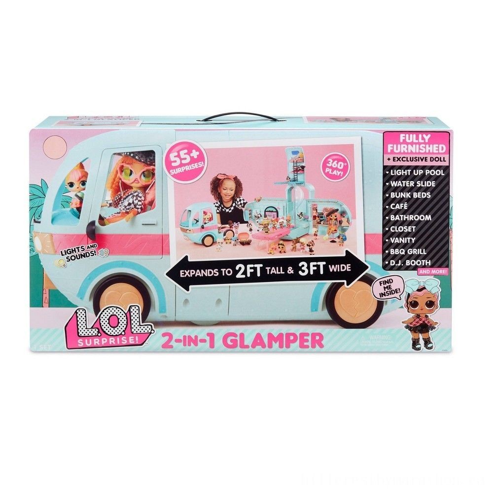L.O.L Surprise! 2-in-1 Glamper Fashion Recreational Camper along with 55+ Surprises