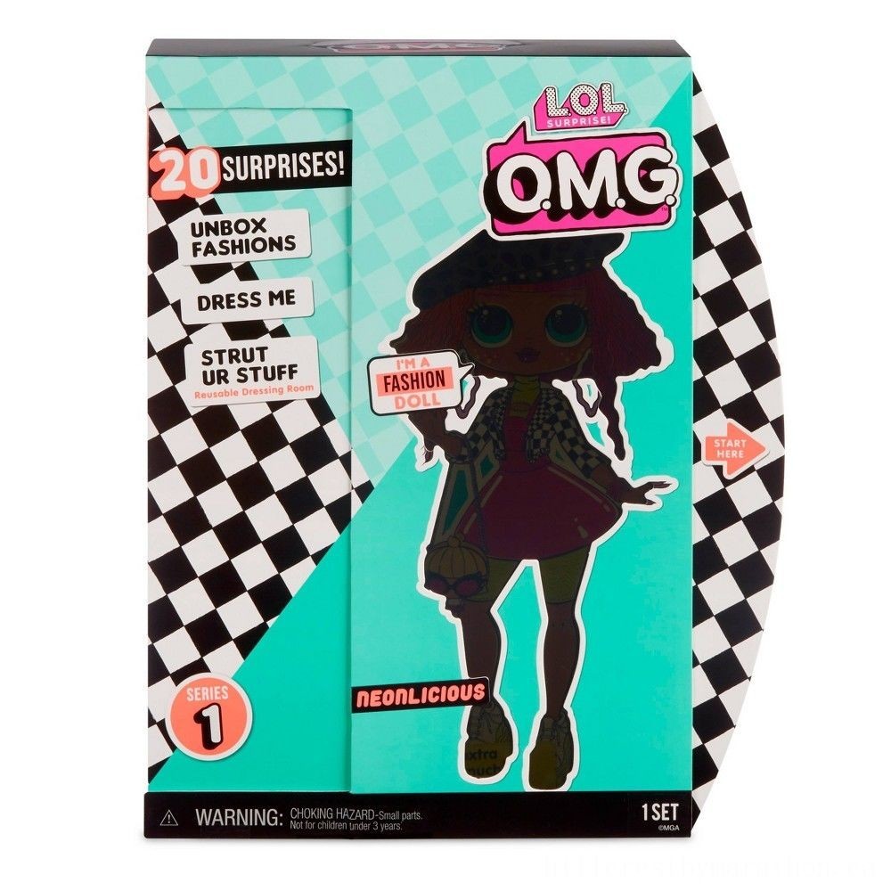 L.O.L Surprise! O.M.G. Neonlicious Fashion Trend Toy along with twenty Surprises