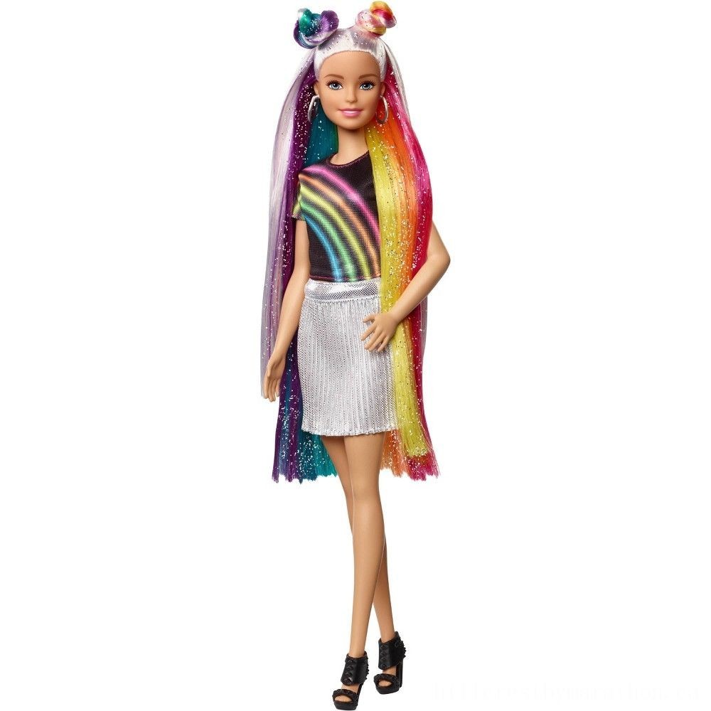 Independence Day Sale - Barbie Rainbow Glimmer Hair Barbie Dolly - Deal:£13[lia5203nk]