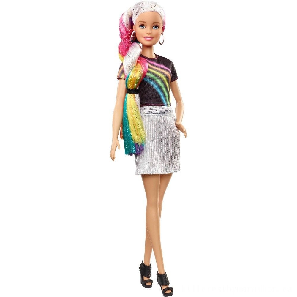Barbie Rainbow Glimmer Hair Barbie Figurine