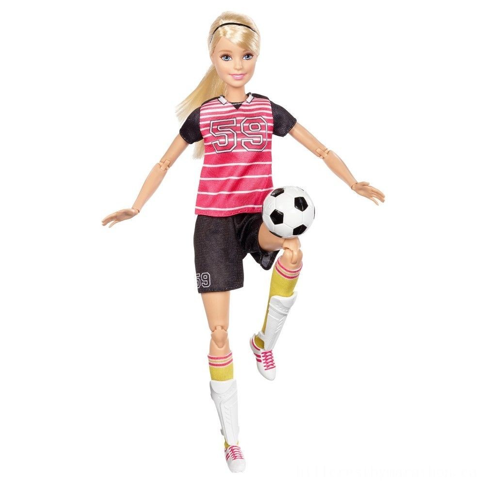 Sale - Barbie Made To Move Football Player Dolly - Internet Inventory Blowout:£12[coa5278li]