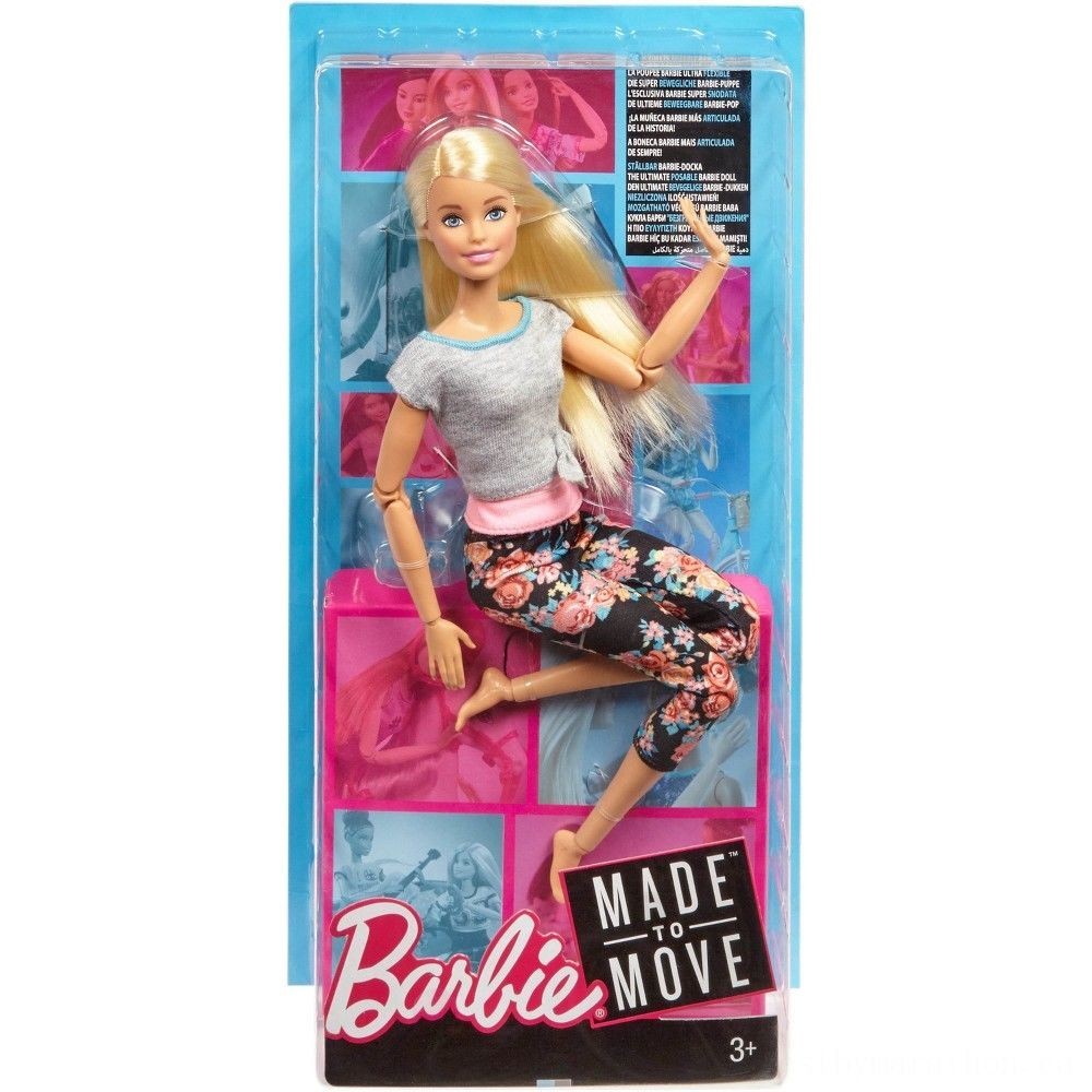 Barbie Made To Move Doing Yoga Figurine- Floral Pink