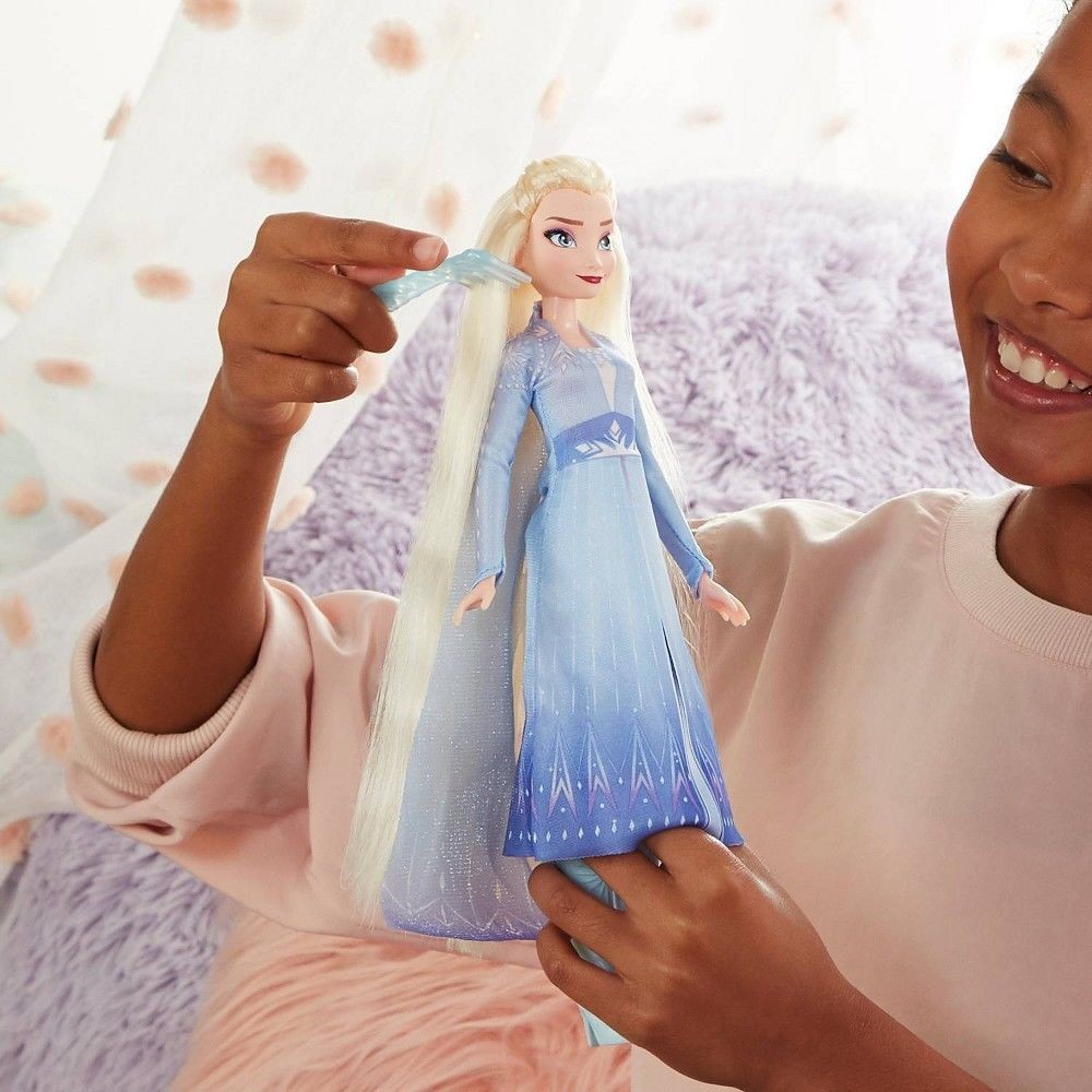 Final Sale - Disney Frozen 2 Sister Styles Elsa Style Doll Along With Extra-Long Golden-haired Hair, Rope Resource and Hair Clips - Spree-Tastic Savings:£18[laa5295ma]
