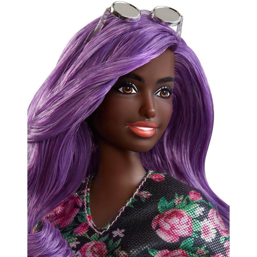 Clearance - Barbie Fashionistas Figure # 125 Black Floral Outfit - Unbelievable:£6[jca5298ba]