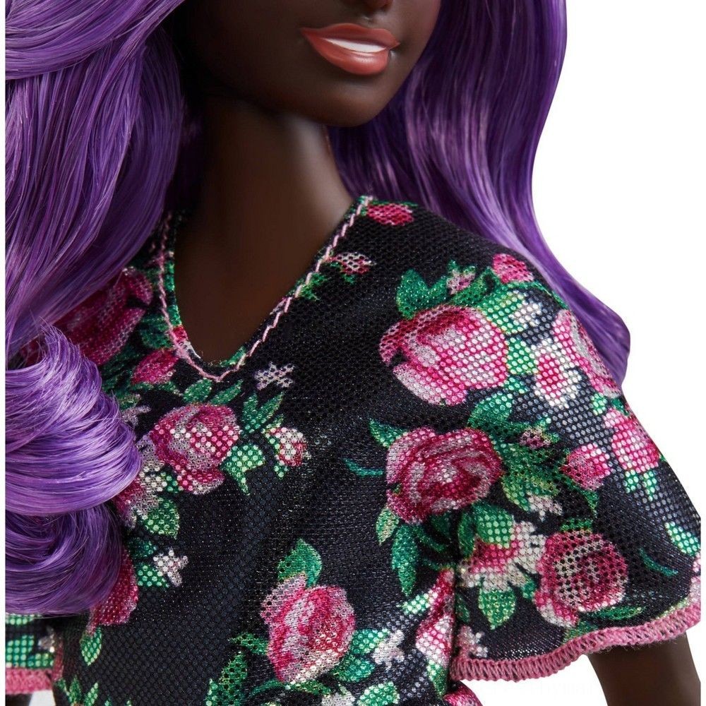 Barbie Fashionistas Figure # 125 Black Floral Dress