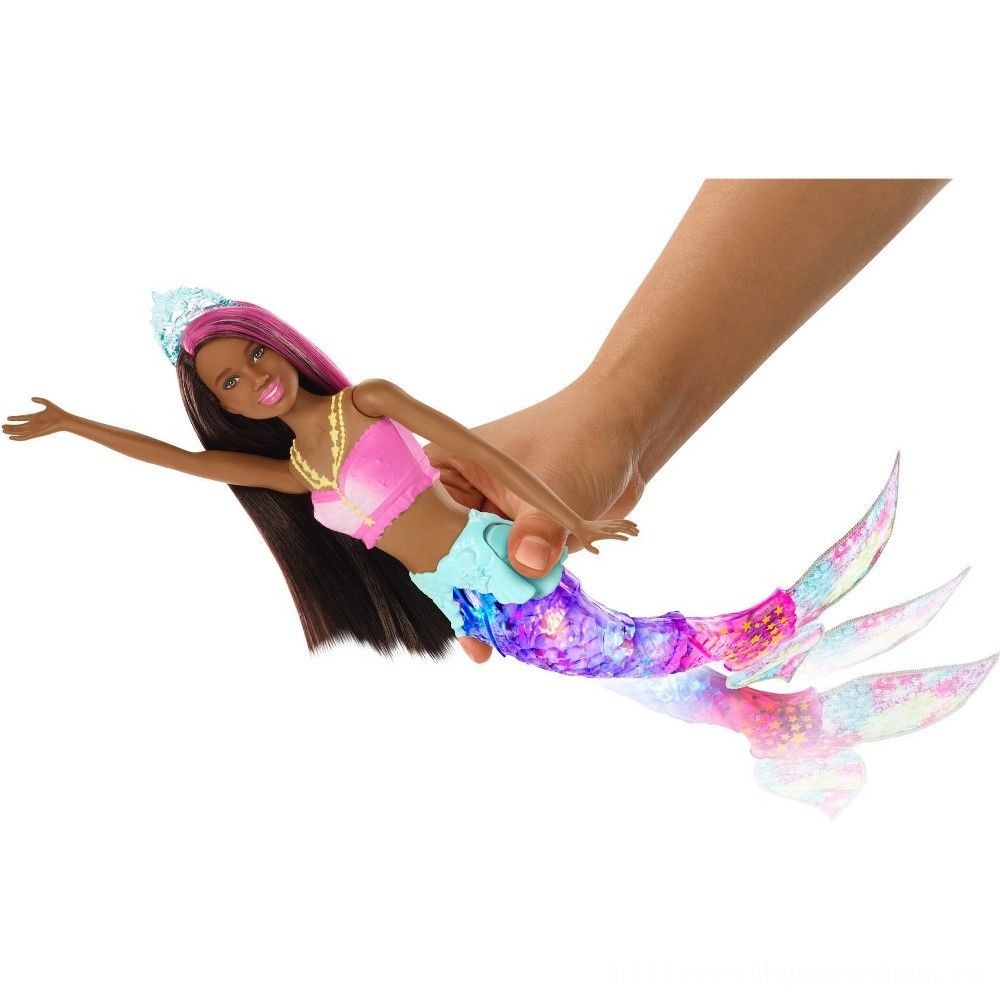 October Halloween Sale - Barbie Dreamtopia Glimmer Lights Mermaid - Brunette - Two-for-One Tuesday:£13