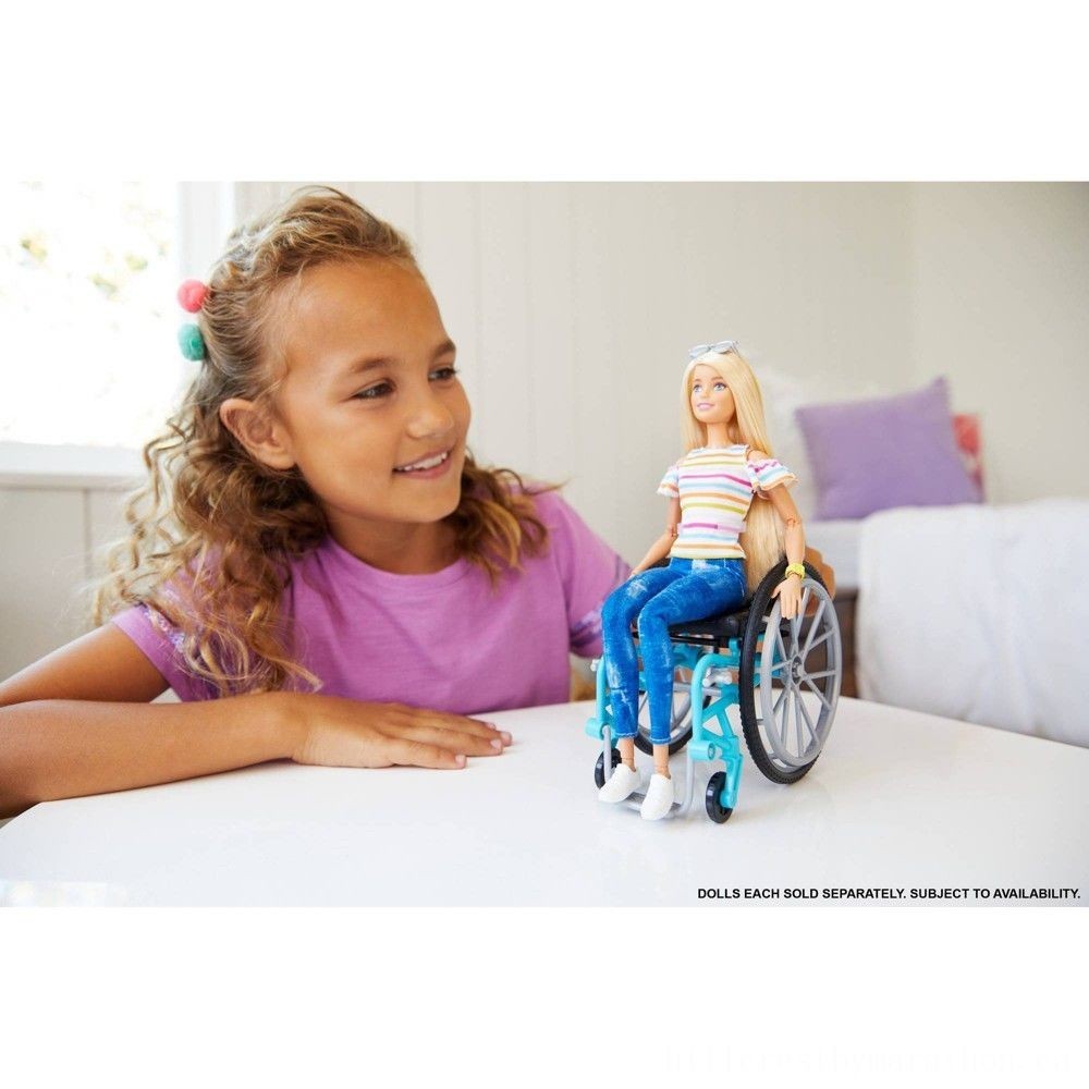 Barbie Fashionistas Doll # 132 Blonde along with Rolling Wheelchair and also Ramp