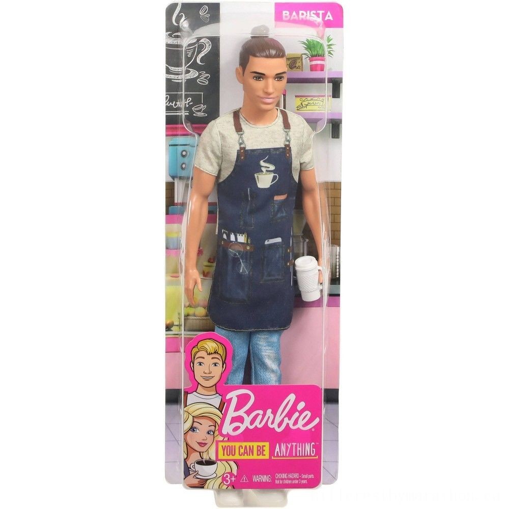 Going Out of Business Sale - Barbie Ken Profession Barista Dolly - Liquidation Luau:£6[nea5343ca]