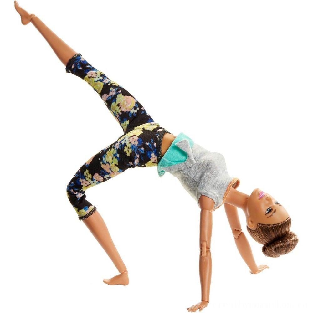 Barbie Made To Relocate Doing Yoga Doll - Floral Blue