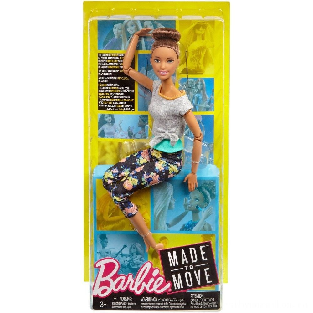 Barbie Made To Relocate Doing Yoga Figurine - Floral Blue