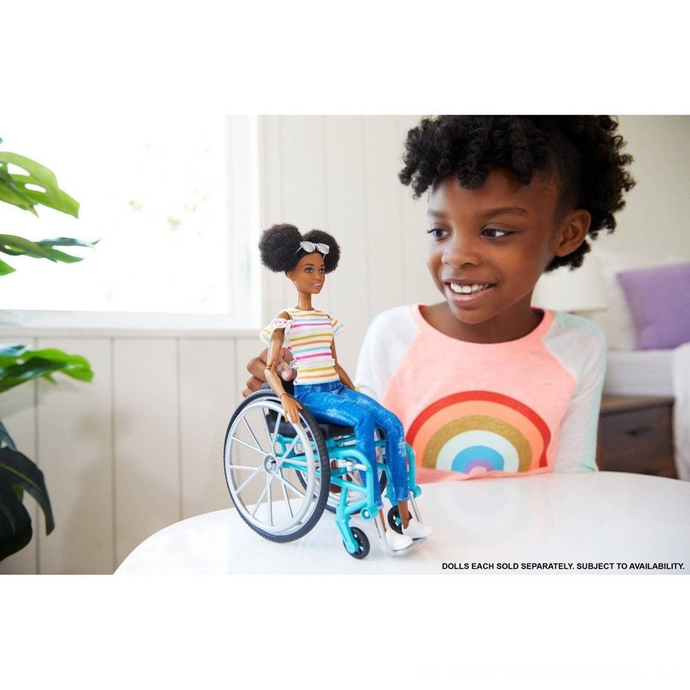 Barbie Fashionistas Figure # 133 Brunette with Rolling Wheelchair and also Ramp